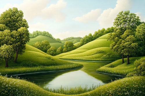Paysage de collines verdoyantes