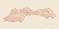 Water chart of the Betuwe in terracotta style by Maps Are Art thumbnail