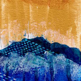 Blue wave on gold by Prints der Nederlanden