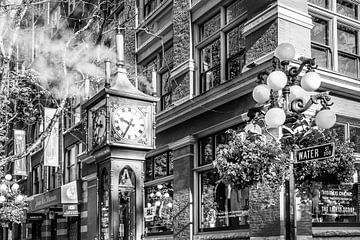 Historische Gastown Steam Clock in Vancouver | Monochrom