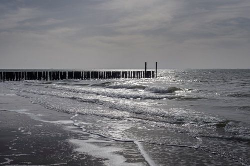 Tegenlichtopname op het strand van Zoutelande en Westkapelle