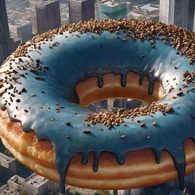 Donut van Dreiging: Surrealistische Ontmoetingen boven de Stad van Retrotimes