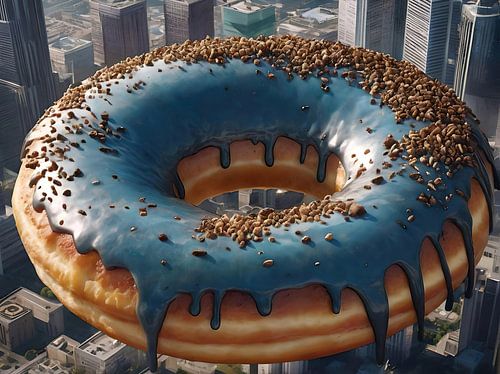 Donut of Threat: Surreal Encounters over the City by Retrotimes