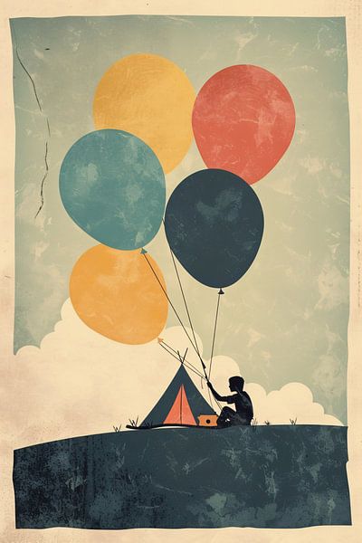 Einsamer Camper mit Luftballons von Imperial Art House