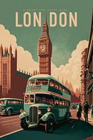 Londres, Vieille affiche de Big Ben et du Parlement