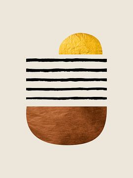 Organische Abstrakte Gold Kunst In Erdtönen Minimalistische