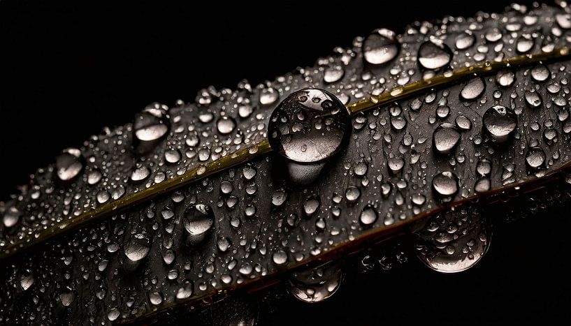 Raindrop with leaf by Mustafa Kurnaz