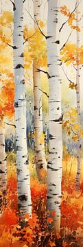 Bunte Herbst Aspen Wald Aquarellmalerei von Art In Focus
