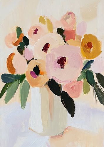 Flowers Floral Beige Fauvism Expressionism by Niklas Maximilian