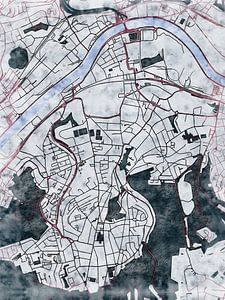 Karte von Seraing im stil 'White winter'