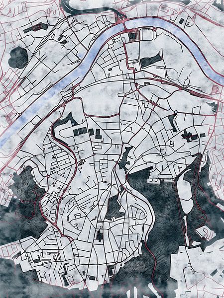 Kaart van Seraing in de stijl 'White Winter' van Maporia