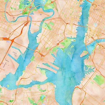 Karte New York in Aquarell von Creatieve Kaarten