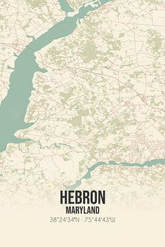 Vintage landkaart van Hebron (Maryland), USA. van Rezona
