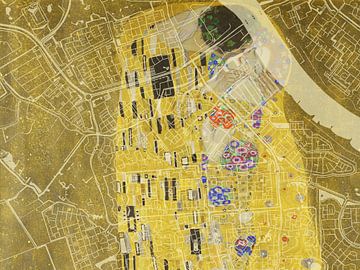 Kaart van Spijkenisse met de Kus van Gustav Klimt van Map Art Studio