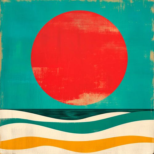 Rood van de zon boven de zee