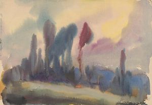 Hohe Bäume am Rande des Waldes (1933-1934) von Zoltán Palugyay