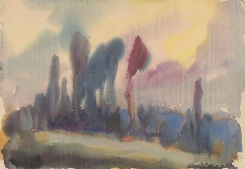 Hoge bomen aan de rand van het bos (1933-1934) van Zoltán Palugyay