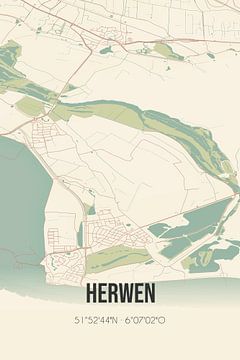 Vintage landkaart van Herwen (Gelderland) van MijnStadsPoster