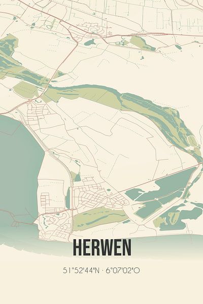 Vintage map of Herwen (Gelderland) by Prints of Place