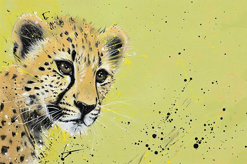 Moderne kunst van een cheeta op een kleurrijke achtergrond