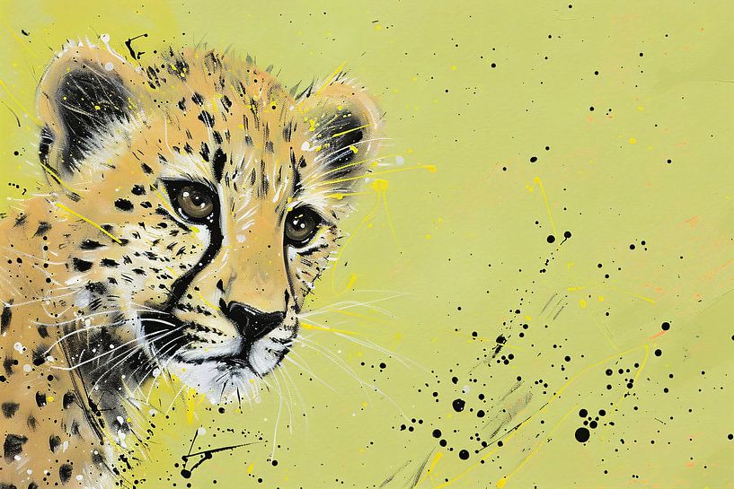 Moderne kunst van een cheeta op een kleurrijke achtergrond van Art & Soul Creations