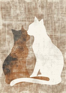 Kattenportret Schilderij | Echoes of Feline Grace van Modern Collection