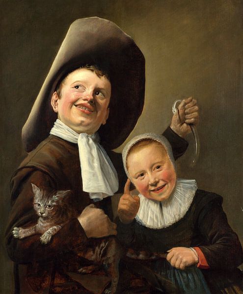 Een jongen en een meisje met een kat en een paling, Judith Leyster van Meesterlijcke Meesters