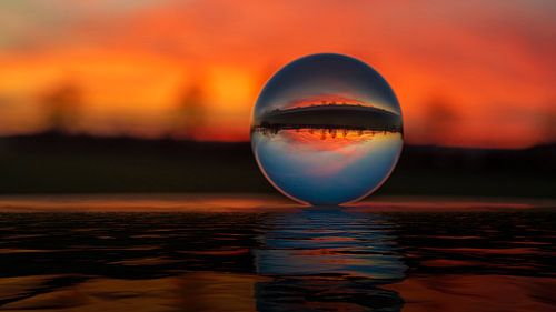 Sunset through the glass sphere