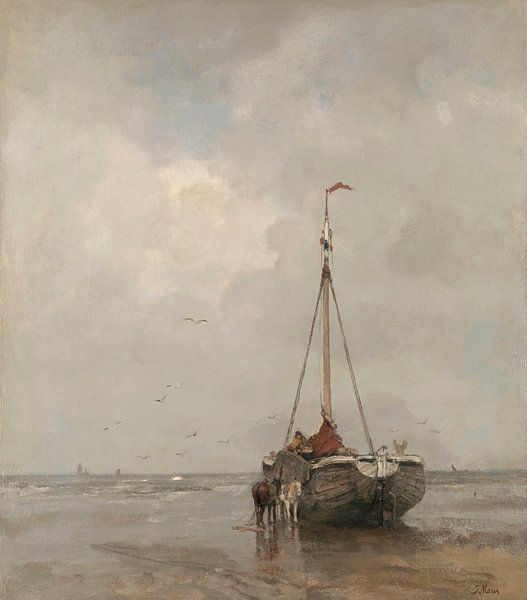 Bomschuit am Strand von Scheveningen, Jacob Maris von Meisterhafte Meister