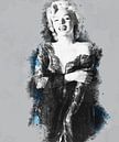 Pinup Marilyn Monroe in einem sexy Kleid mit blauer, digital manipulierter von Atelier Liesjes Miniaturansicht