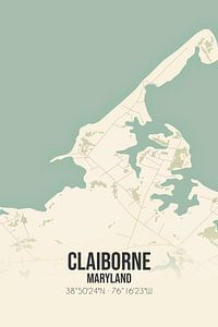 Carte ancienne de Claiborne (Maryland), USA. sur Rezona