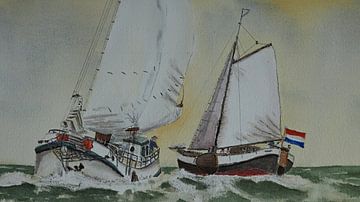Des chalups à voile se croisent