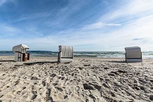 drei weiße Strandkörbe, Prora, Insel Rügen