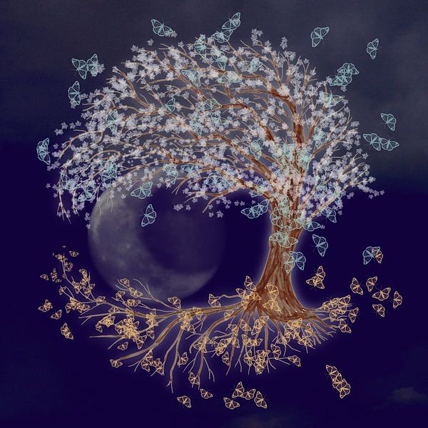 Tree of life in the night by Bianca Wisseloo