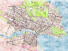 Map of Konstanz with the style 'Soothing Spring' by Maporia
