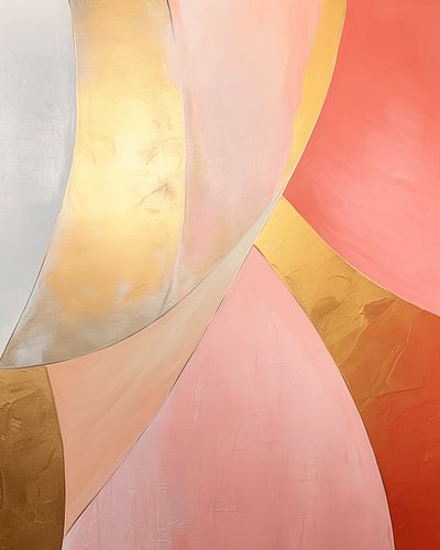 Minimalistisch modern und abstrakt in Rosa und Gold