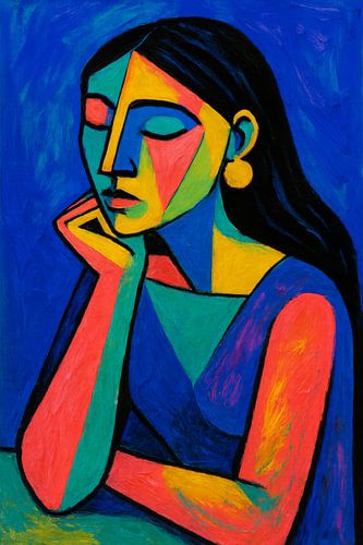 Abstracte vrouwelijkheid - Modern schilderij met geometrische vormen