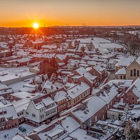 Drone panorama of Simpelveld under a thick blanket of snow by John Kreukniet