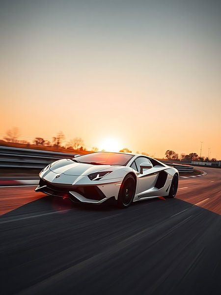 Lamborghini Aventador Witte Zonsondergang van MIROKKU