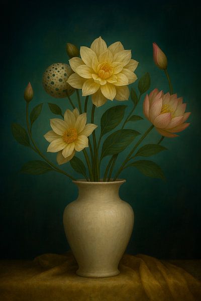 Gelbe Blumen Stillleben Malerei von Kleurenrijk