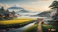 Die Gelassenheit der japanischen Landschaft in der Morgendämmerung