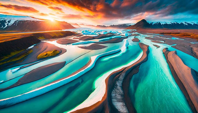 Droomlandschap met rivier van Mustafa Kurnaz