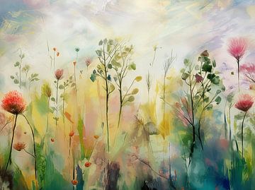 Blühender Klee im Gras von Studio Pieternel