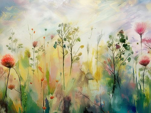 Blühender Klee im Gras von Studio Pieternel