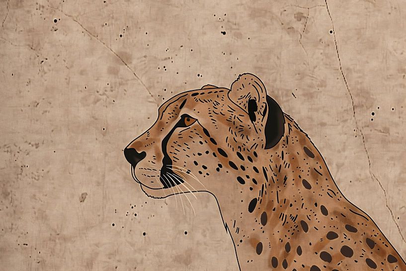 Dessin de guépard sur fond sépia par Art & Soul Creations
