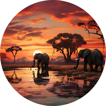 Olifanten savanne van PixelPrestige