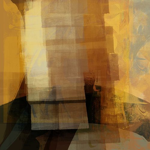 Turijn. Abstract stadslandschap in oker, terra, taupe.