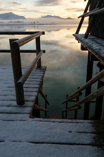 Wintertrap naar het water