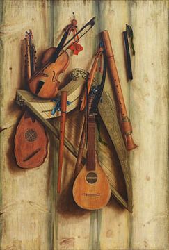 Board wall with musical instruments, trompe l'oeil, Franciscus Gijsbrechts