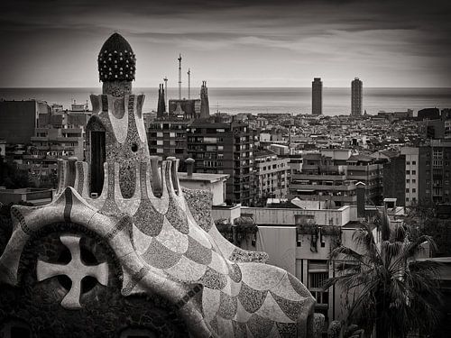 Barcelona Skyline (Schwarzweiss) von Alexander Voss